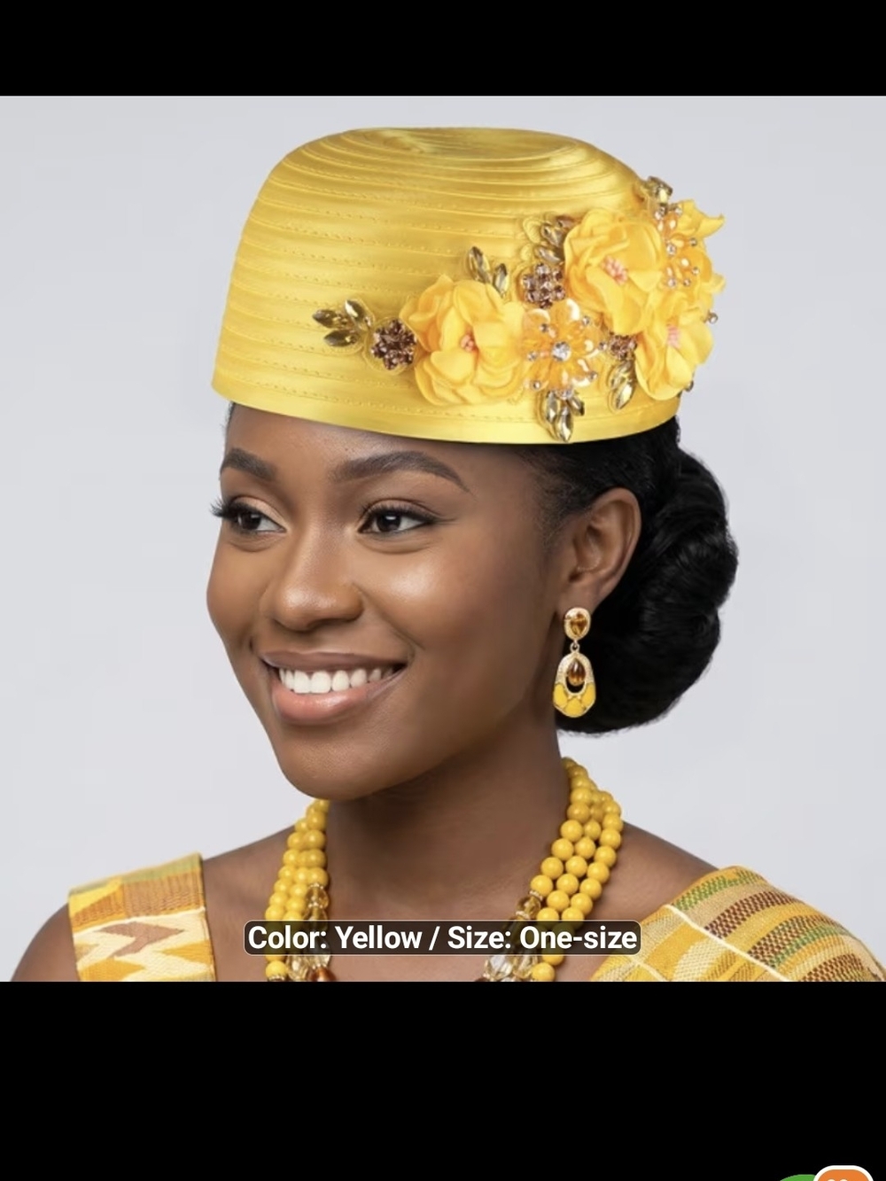 Elegant Yellow Floral Pillbox Hat for Women